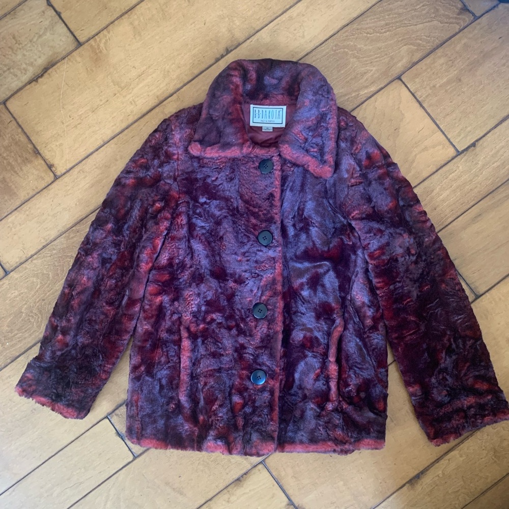 Vintage BB Dakota Faux Fur Jacket.  Burgundy.  Size M.  Super RARE!